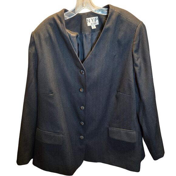 N Y P 32W Gray Women's 4 Button Blazer Jacket Suit Coat Plus Size 32 W 5X 5XL - Picture 1 of 6